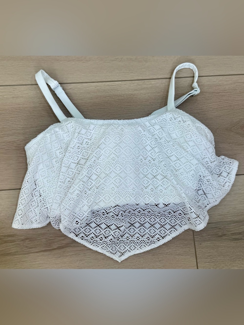 NWT Lane Bryant White Crochet Lace Tankini Swim Top